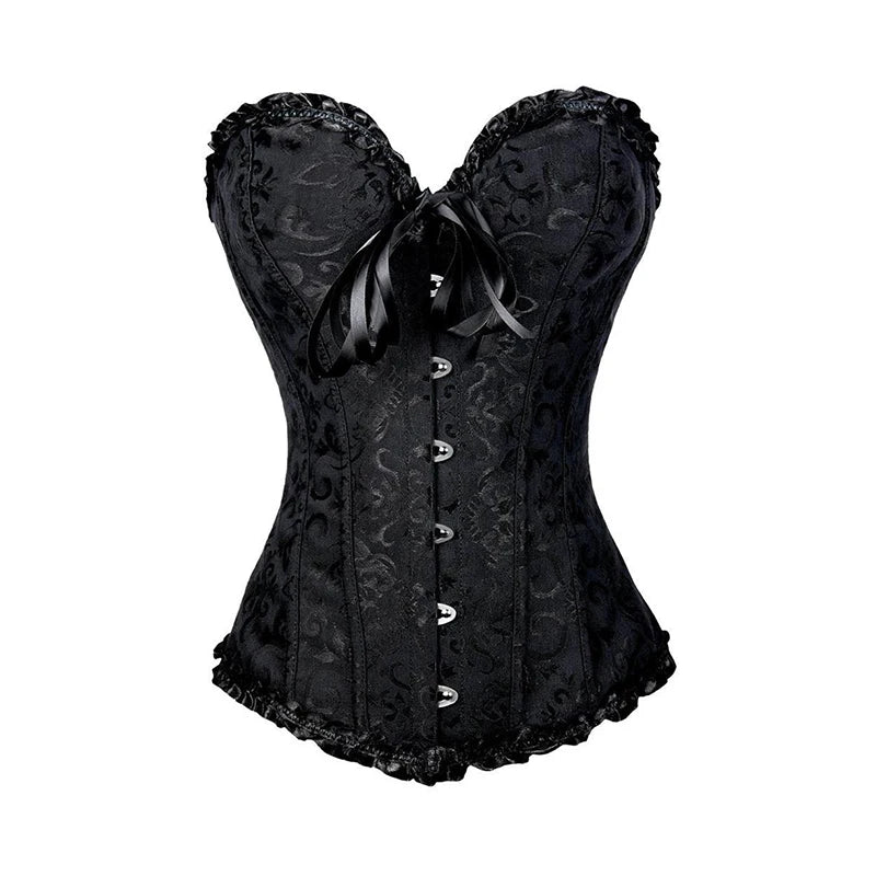 BurVogue Women Lace Up Sexy Floral  Boned Corset Overbust Body Shaper BustierLingerie Bodyshaper Top Corsets Top