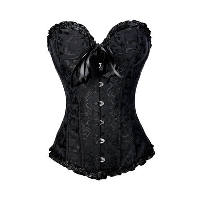 BurVogue Women Lace Up Sexy Floral  Boned Corset Overbust Body Shaper BustierLingerie Bodyshaper Top Corsets Top