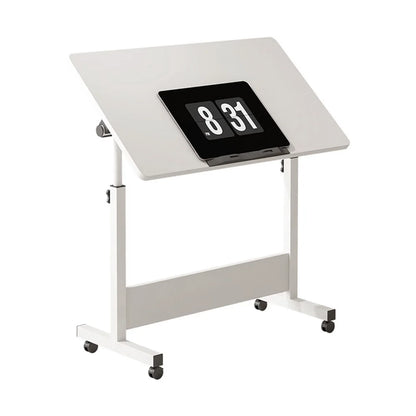 Small Standing Rable Adjustable Height Mobile Stand Up Desk With Wheels, Home Office Computer Workstations, 80x40cm Tabletop