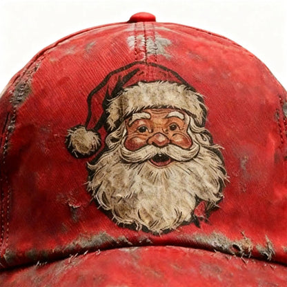 Baseball Hats for Men Christmas Red Funny Vintage Santa Claus Printed Baseball Hat New Unisex Fashion Trucker Caps