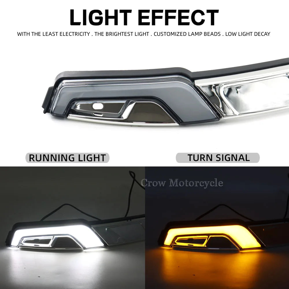 NEW For Harley Touring Street Glide FLHX 2014-2023 Motorcycle LED Chrome Gloss Black White Amber Windshield Trim