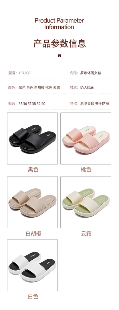 LUOFU Ladies Slippers Anti-Slip Soft Sole Fashionable Thick Bottom Women's Slip-On Shoes Comfortable Home Footwear