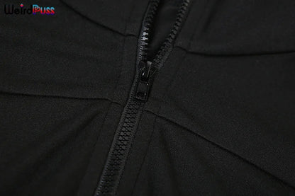 Weird Puss Women Tracksuit 2 Piece Set 2024 Autumn Casual Zip Thin Drawstring Jacket+Leggings Matching Streetwear Sporty Suit