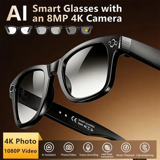 Multifunctional  Smart AI Camera Glasses with 8MP 140+ Languages Real-Time Translation Bluetooth Music 1080P Video Recording