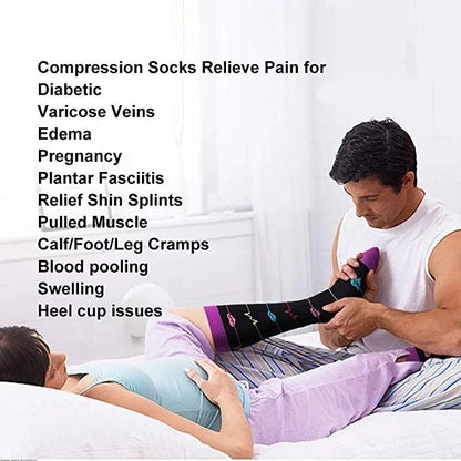2Pairs New Cat Compression Socks Knee High 20-30 Mmhg Fit Medical Edema Diabetes Varicose Veins Running Compression Sports Socks