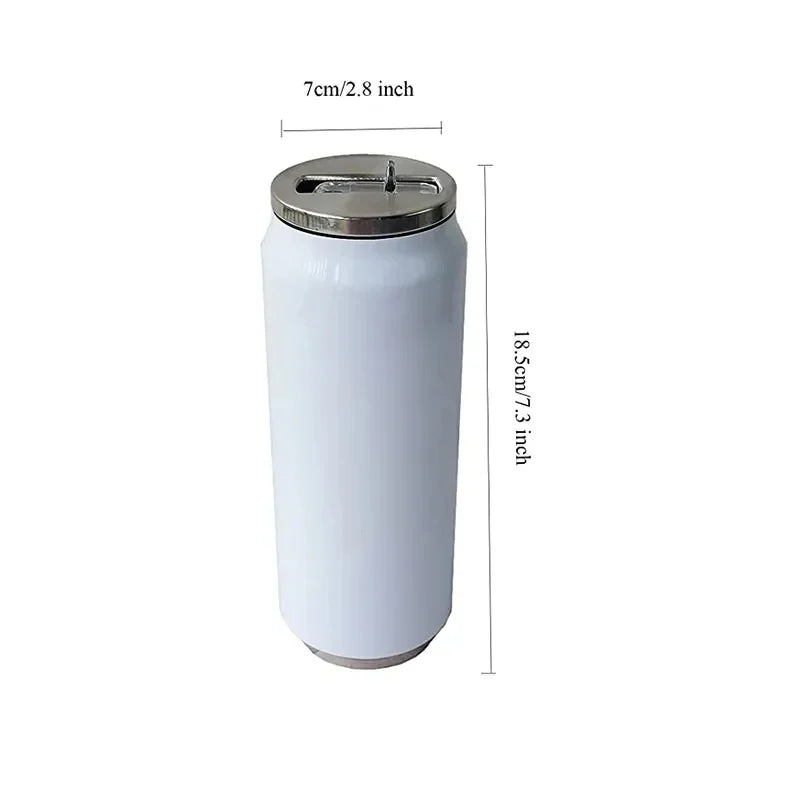 500ML DIY Sublimation Tumbler Cans Stainless Steel Thermos Bottle With Straw Coke Can Travel Car Vacuum Flasks Drink Cup