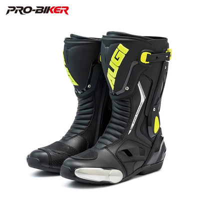 Green Motorcycle Boots Waterproof Motorcycle Boots Impact Resistant Botas De Seguridad Hombre Non-slip Botas De Moto Lightweight