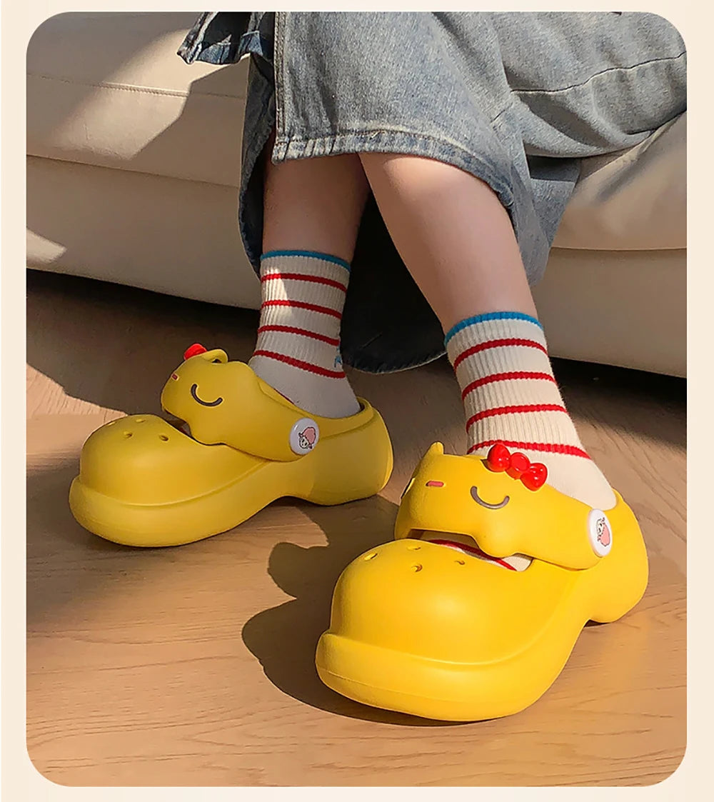 Women Fashion Platform Clogs Cute Cartoon Rabbit Summer Shoes Female Indoor Street Slippers Soft EVA Girls Daily Walking Sandals