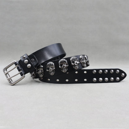 Heavy Metal Punk Belt Genuine Leather Hip Hop Belts For Men Cross Rivet Jeans belt male Strap Ceinture Homme designer belt