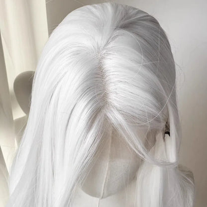 White Lace Front Wig for Women 26Inch Long Straight Synthetic Lace Wigs Heat Resistant Fibers for Cosplay Party Natural Hairline