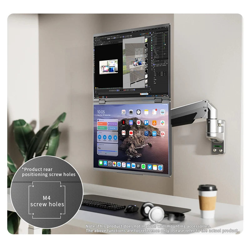 Sibolan 16 inch 2.5K Dual Screen Portable Monitor 60Hz 100% sRGB HDMI USB-C Plug Metal Body Laptop Display Extender For Wins Mac