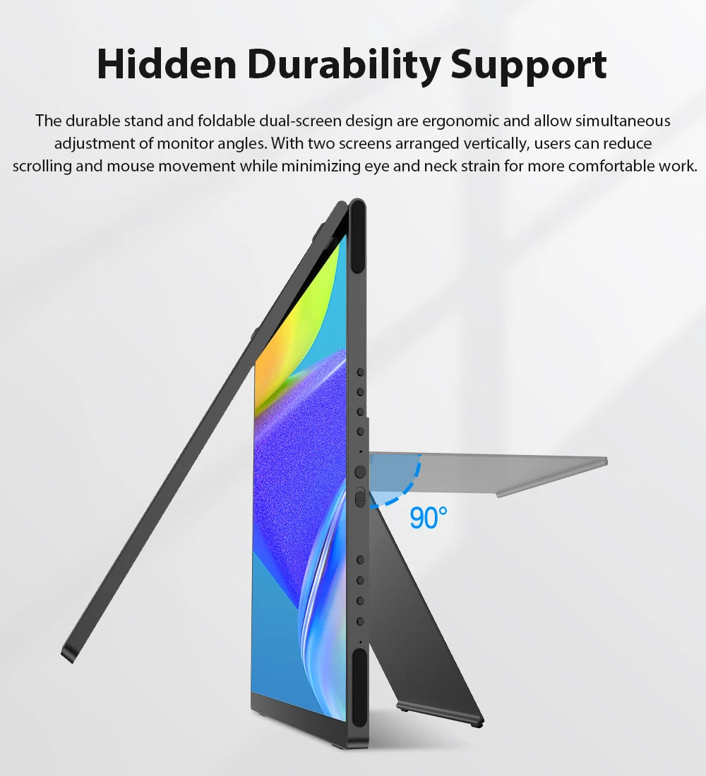 UPERFECT Laptop Screen Extender 15.6' FHD 1080P 360° Foldable Dual Monitors 100% SRGB HDMI USB-C Stacked Triple Portable Monitor