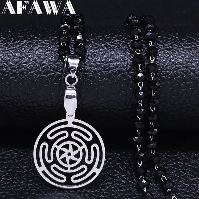 Hekate Wheel Stainless Steel Necklaces Pendants Strophalos Hecate Magic Symbol Logo Charm PIN colier femme Jewelry N172502