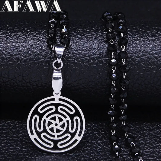 Hekate Wheel Stainless Steel Necklaces Pendants Strophalos Hecate Magic Symbol Logo Charm PIN colier femme Jewelry N172502