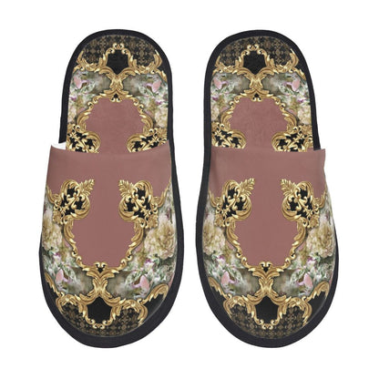 Custom Queen Of Absolutely Everything Gold Baroque Soft Memory Foam House Slippers Women Comfy Warm Anti-skid Sole Slipper