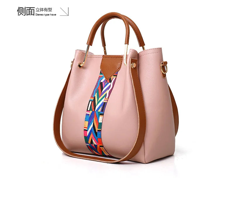 Fashionable Women's Shoulder Bag Hot Sale Of The Season New Style Mother-Child Multi-piece Set Colorful Ribbon Ladies Handbag Si