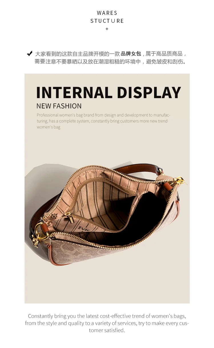 Classic Vintage Ladies Crossbody Handbag High-End Women's Underarm Shoulder Bag Elegant Designer Leather Messenger Bag For Women