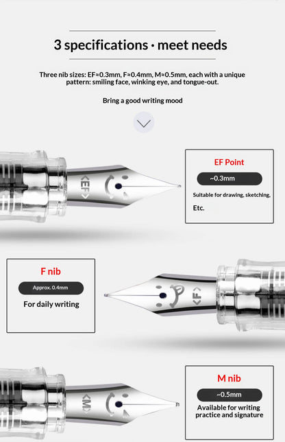 PILOT Kakuno Transparent Demo Student Fountain Pen,FKA-1SR Best for Practice,Calligraphy Available in EF/F/M Nibs Fun&Functional