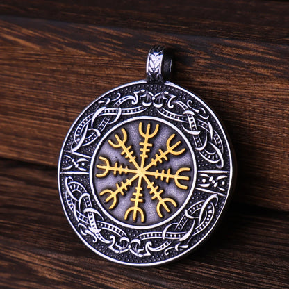 Vintage Vegvisir Viking Compass Pendant Necklace for Men Stainless Steel Fashion Nordic Amulet Beaded Necklace Jewelry Wholesale
