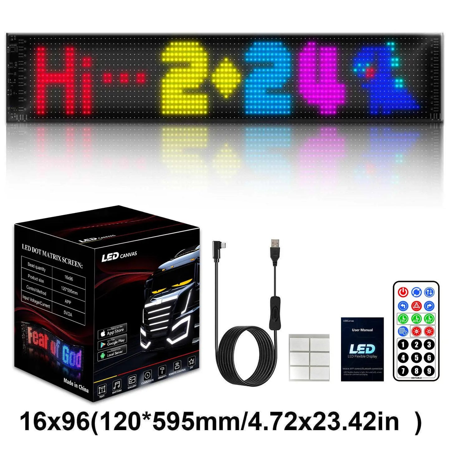 High Brightness Flexible Car LED Display DIY Pattern Text Rolling LED Sign for Car