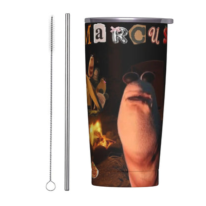 Marcus The Worm Christmas Meme  Tumbler With Straw  Stainless Steel Travel Mugs Double Wall Vacuum Insulated