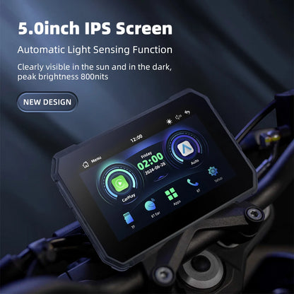 5 inch Wireless CarPlay Moto Android Auto Digital Motorcycle Dashboard GPS Motorcycle Navigation Two Theme Display Screen