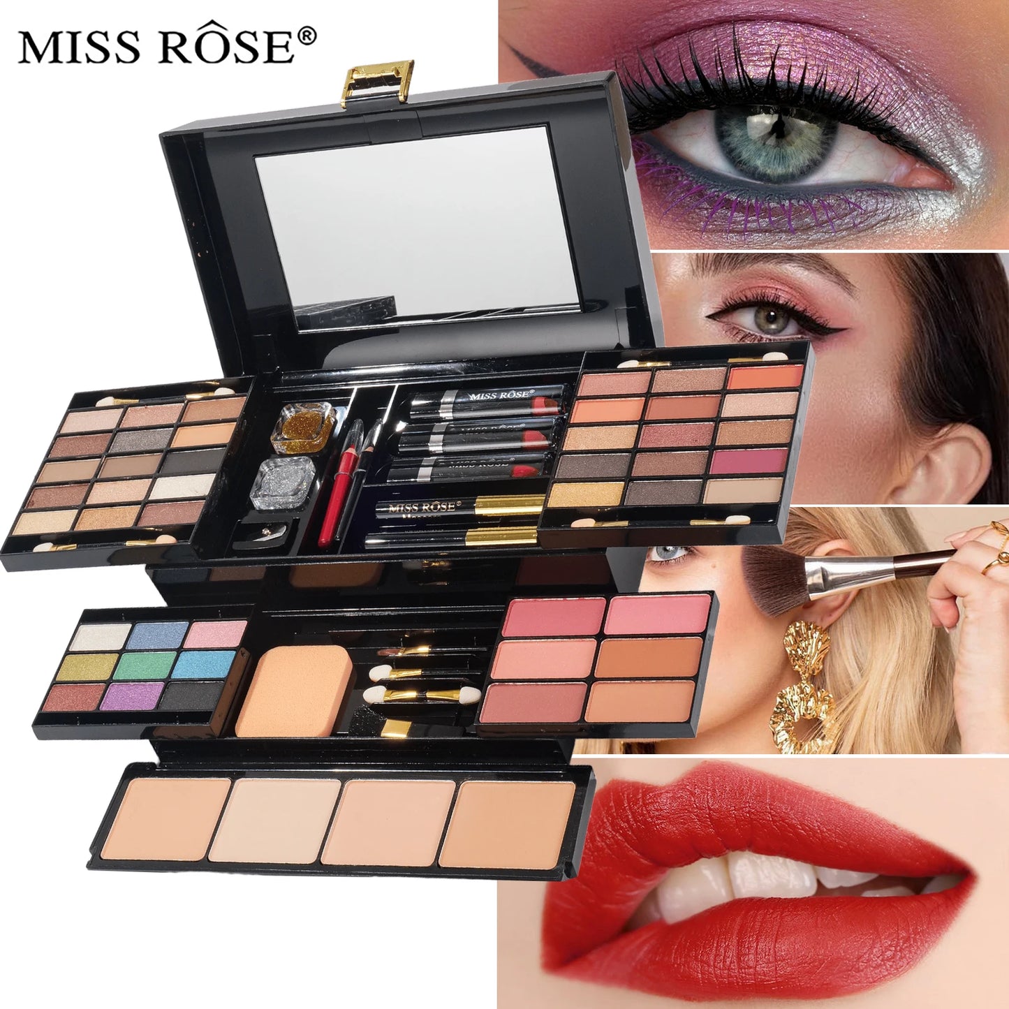 Women's Professional Makeup Set with Mirror 58 Colors All-In-One Makeup Gift Set for Girls, Includes Eyeshadow, Powder, Blush, L