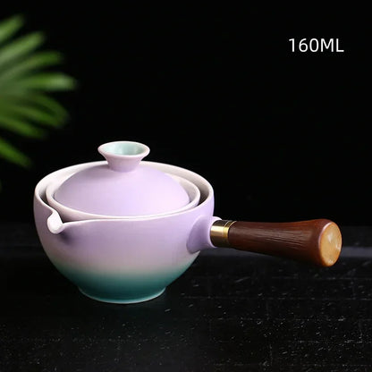 New Style Ceramic Glass Teapot Chinese Gongfu Tea Pot 360 Rotation Tea Maker  Automatic Single Pot   Teapot For Tea