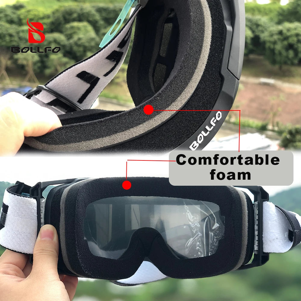 Dirt Bike Goggles with Tear-Off Quick-Release Ready Lens UV400 Motocross Glasses TPU Dual-Cycle Defogging Motorcycle Eyewear