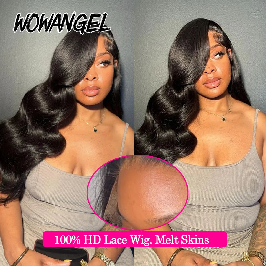 WOWANGEL 13x6 HD Lace Front Wigs 34inch Body Wave Glueless Human Hair Wig 250% Pre Plucked Skins Melted Brazilian Hair For Wowen