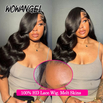 WOWANGEL 13x6 HD Lace Front Wigs 34inch Body Wave Glueless Human Hair Wig 250% Pre Plucked Skins Melted Brazilian Hair For Wowen