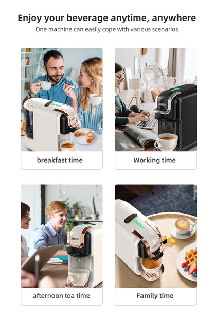 HiBREW 5 in 1 Multiple Capsule Coffee Machine Hot/Cold DG Cappuccino Nes Small Capsule ESE Pod Ground Coffee Cafeteria 20Bar H2B