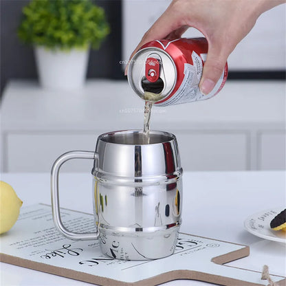 Hot Sale Double Wall Stainless Steel Beer Mug Portable Coffee Tea Cups Travel Tumbler Office Use Water Cup with Handle Drinkware