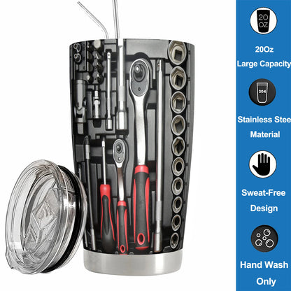 20Oz WD40 Stainless Steel Vacuum Tumbler Double Wall Insulated STP Engine Oil Filter Print with Straw and Lid Cold Hot drink cup