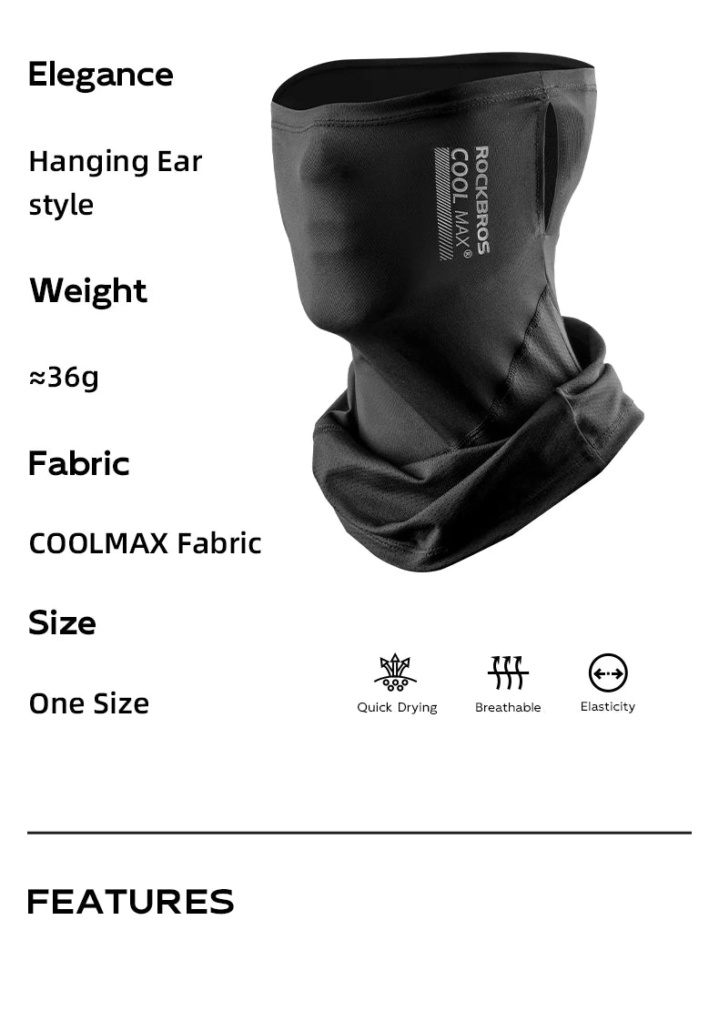 ROCKBROS Ice Silk Cycling Face Mask Summer Anti-UV Quick Dry Breathable Bike Scarf Mask  Fishing Riding Bandana Face Neck Cover