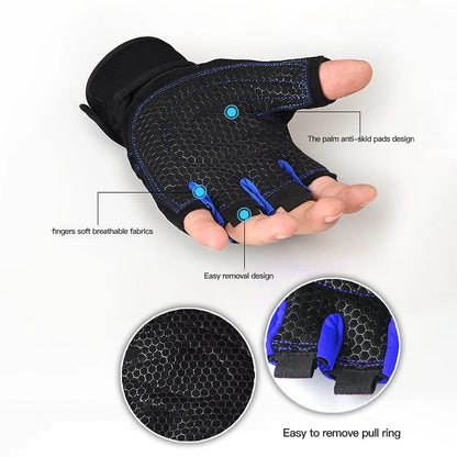 Gym Sport Gloves Fitness Weight Lifting Wristband Half Finger Gloves Outdoor Cycling Hiking NonSlip Glove Body Building Training