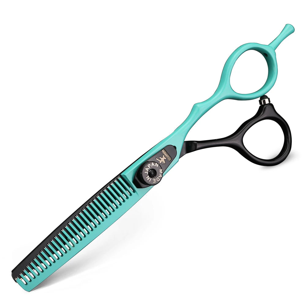 Spring clip screw double color hair scissors 6 inch 9cr18 steel barber cutting scissors and thinning scissors