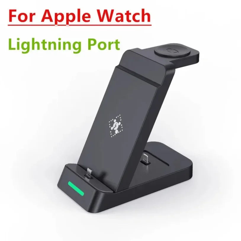 3 in 1 Wireless Charger Stand Fast Charging Station - for iPhone 17-12/X Apple Watch AirPods Samsung Galaxy S25/S23/S22 Charger