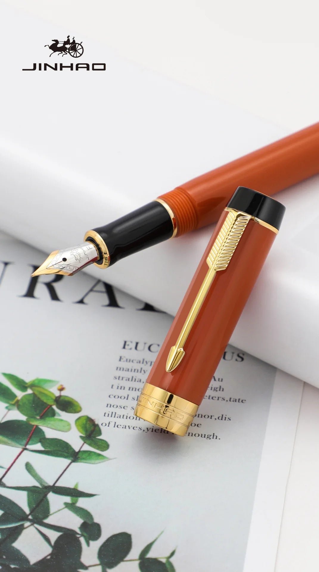 Jinhao 100 Fountain Pen Commemorative Resin Good Pen Nib 18 KGP Gold Sandwiched Thin Tod Small Business Office Gift Pen