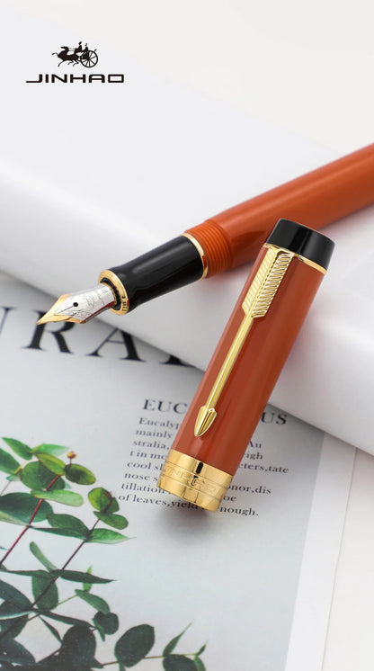 Jinhao 100 Fountain Pen Commemorative Resin Good Pen Nib 18 KGP Gold Sandwiched Thin Tod Small Business Office Gift Pen