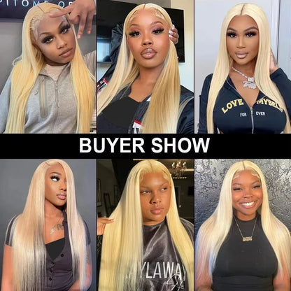 26 Inch 613 Lace Front Wig Human Hair 13X4 Blonde Straight HD Transparent Lace Frontal Wigs Human Hair Pre Plucked with Baby Hair 180% Density Blonde Glueless Wigs Human Hair