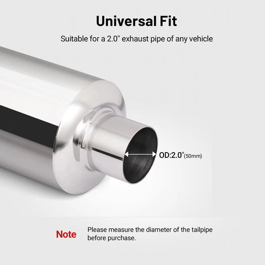 Universal Car Exhaust Pipe Muffler Tail Pipe Silver High Quality Stainless Steel 50MM Inlet 76MM Outlet Length 381mm
