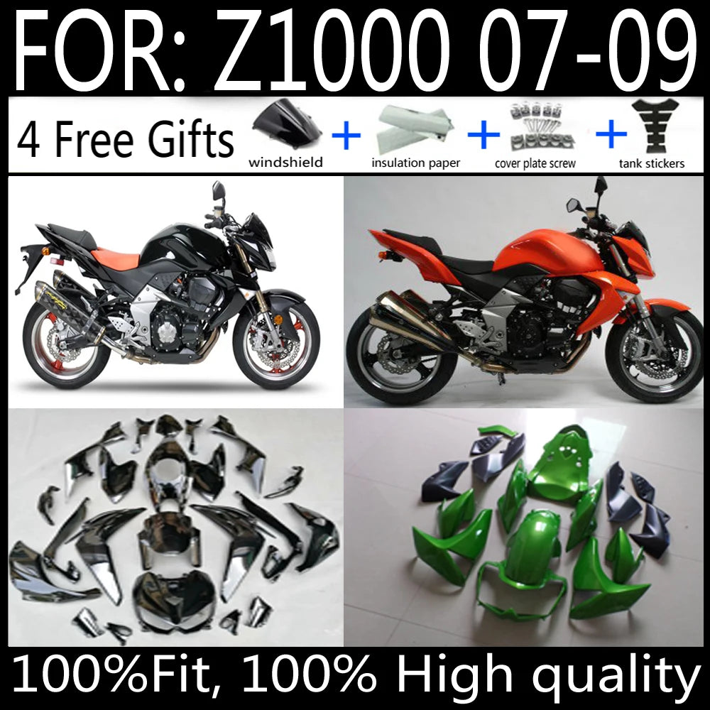 For Z1000 Z 1000 ZR1000 2007 2008 2009 Motorcycle Fairing Kit ABS Plastic Body Injection mold Fairings Bodywork Bodykits