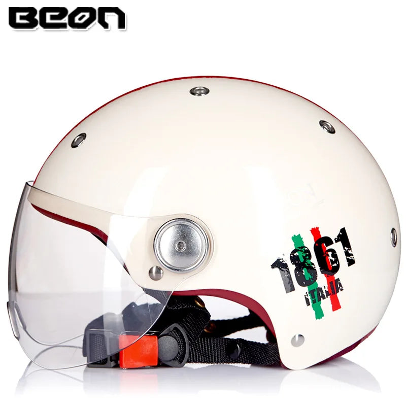 BEON Motorcycle Helmet for Adult and Child All Seasons Electric Vehicle Half Helmet Summer Sun Protection Helmet Motorcycle