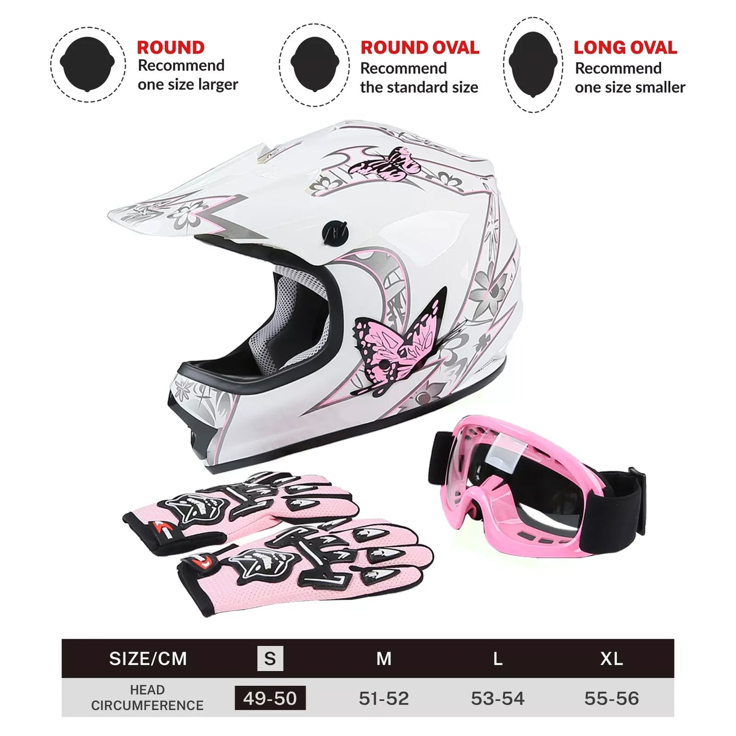Motorcycle Child Kids DOT Youth Helmet Full Face Dirt Bike ATV Goggles Gloves