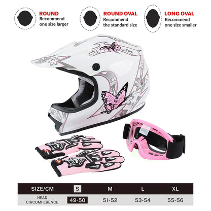 Motorcycle Child Kids DOT Youth Helmet Full Face Dirt Bike ATV Goggles Gloves