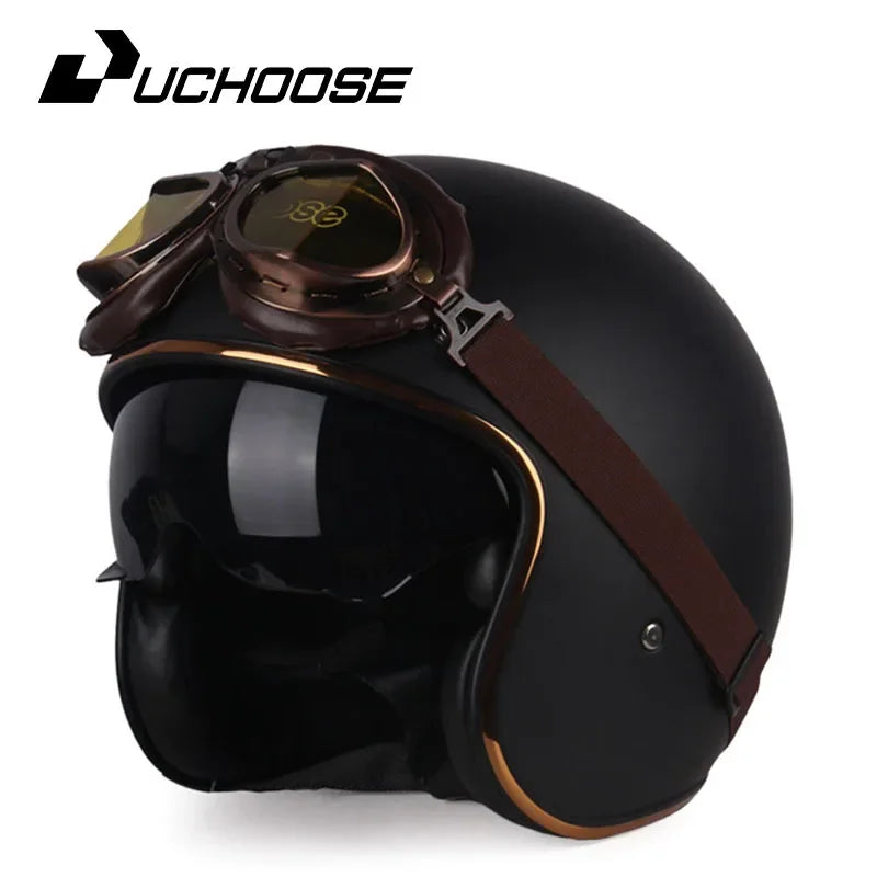 DOT Open Face Casco Moto Motorcycle Accessories Men Moto Helmets Certificated Retro Motorcycle Helmet Cafe Racer