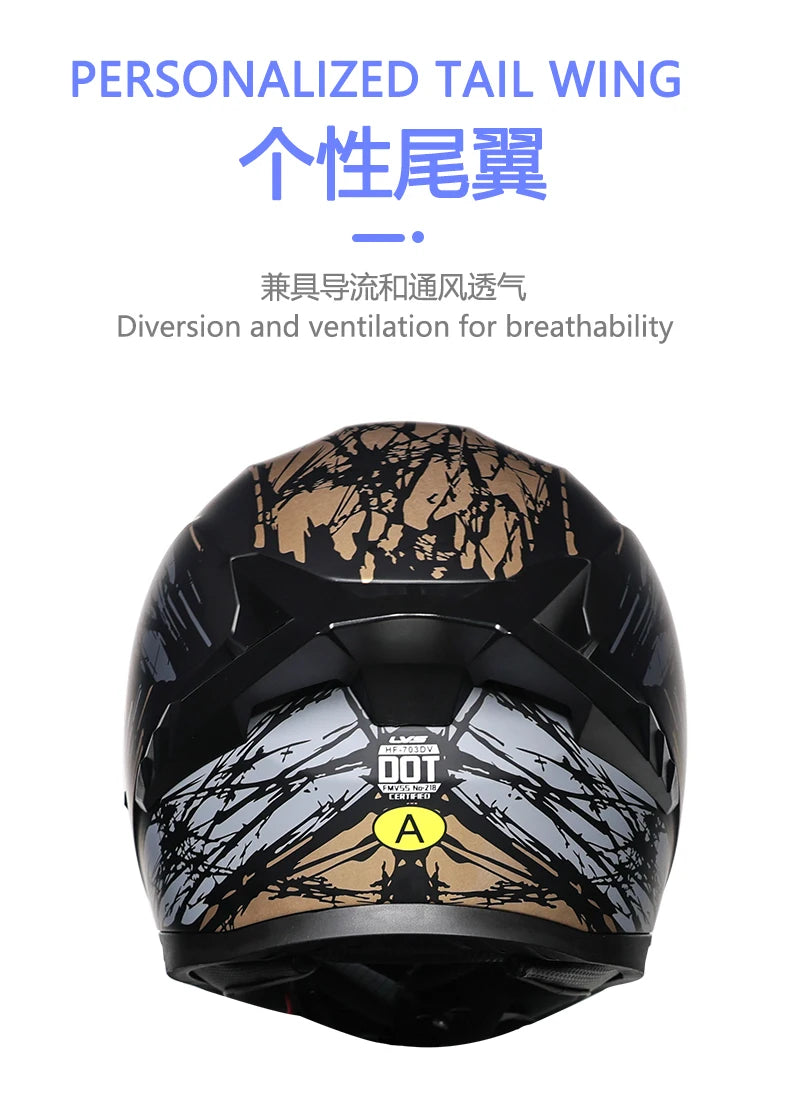 Motorcycle helmet, men's and women's dual lens full face helmet, motorcycle sports car, all season full face helmet