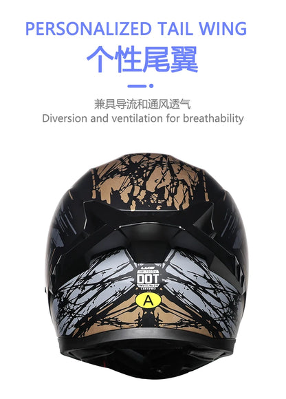 Motorcycle helmet, men's and women's dual lens full face helmet, motorcycle sports car, all season full face helmet