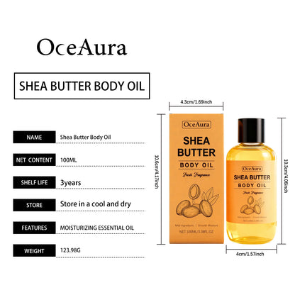 Shea Butter Body Oil Lightweight Fast Absorbing for Dry Rough Skin Soft Improve Dry Skin Body Massage Moisturizing Essential Oil
